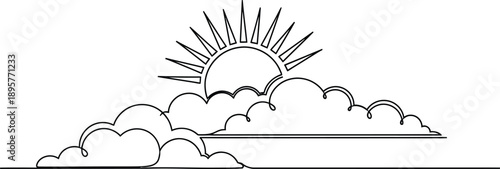 Simple Sunrise with Clouds Illustration