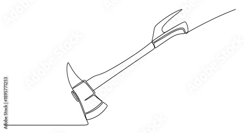 Abstract dynamic motion blur of a single axe head in mid swing against a stark white background creating a sense of energy and impact