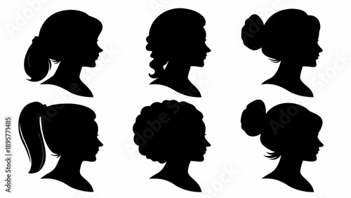 Diverse group of women with different hairstyles in profile