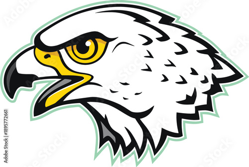 Eagle head mascot logo featuring fierce bird of prey with aggressive expression for sports team branding vector illustration