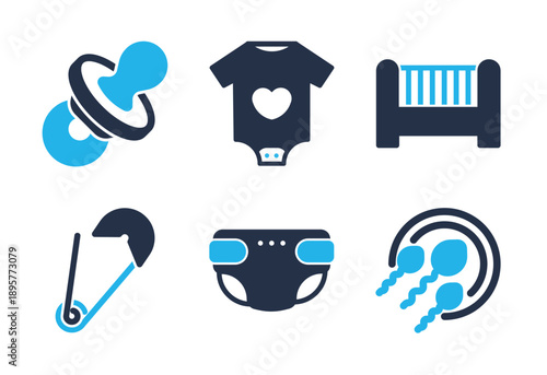 Baby Gear and Reproductive Health icon set. Solid glyph series icons