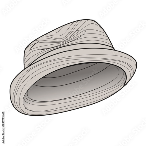 Fedora hats flat sketch vector mockup template.