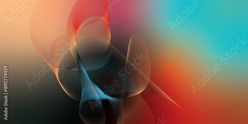 Red black and azure abstract shape grainy gradient background with black noisy texture for wide banner poster and header design