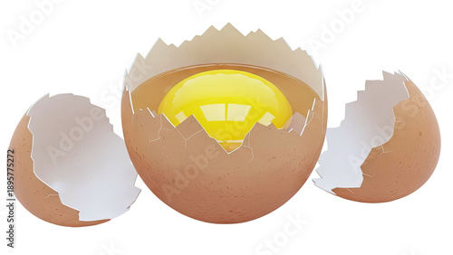 Cracked Egg with Vibrant Yellow Yolk