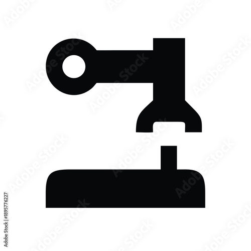  Industrial robotic arm pictogram icon in minimalist flat design vector illustration