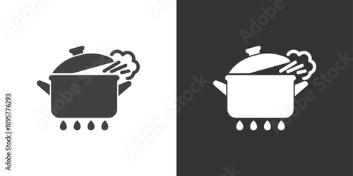 Cooking Pot on Stove icon. Solid glyph series icon