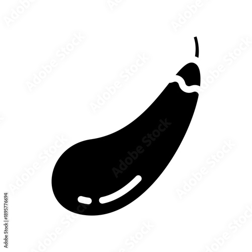 Black glyph icon eggplant fruit. Solid black icon healthy fruit and vegetable.