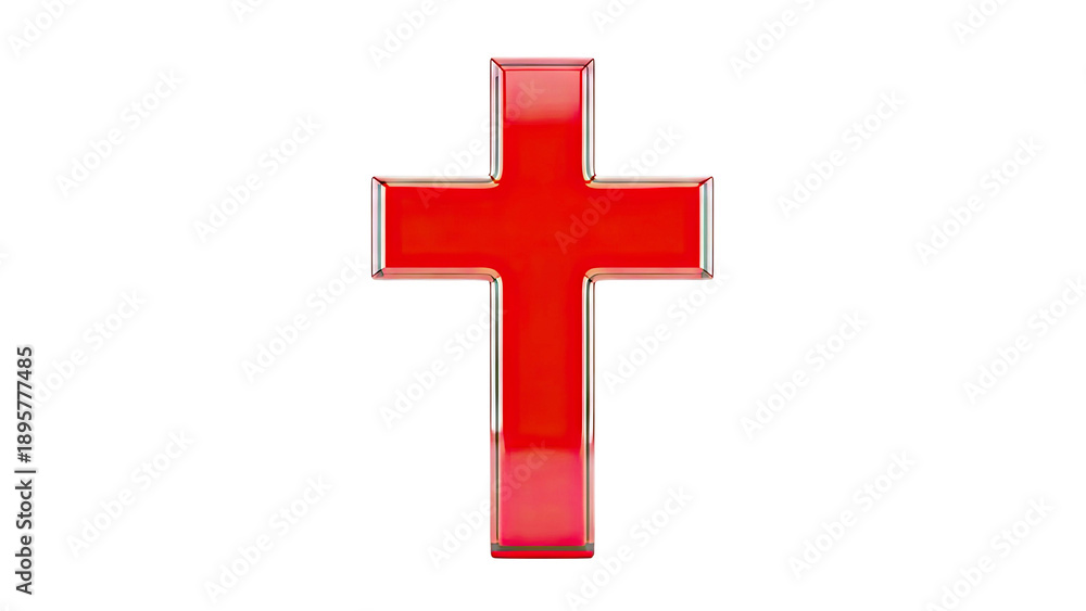 Obraz premium Red Christian Cross with Chrome Edges