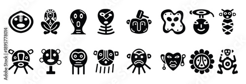 Canvas Print bundle of taino art solid icons