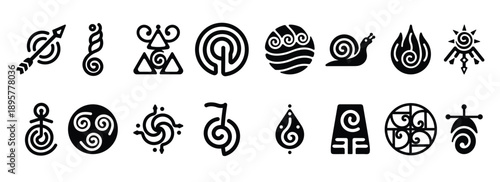 bundle of spiral signs solid icons