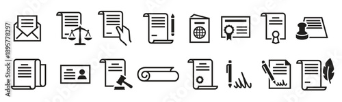 documents icons set line outline vector icons 
