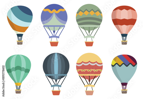 flat hot air balloon vectors 