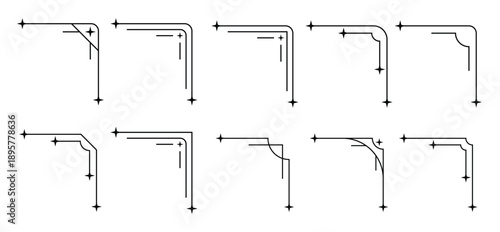 aesthetic line corner border template set collection 