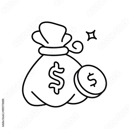Money Bag icon clean and modern vector illustration