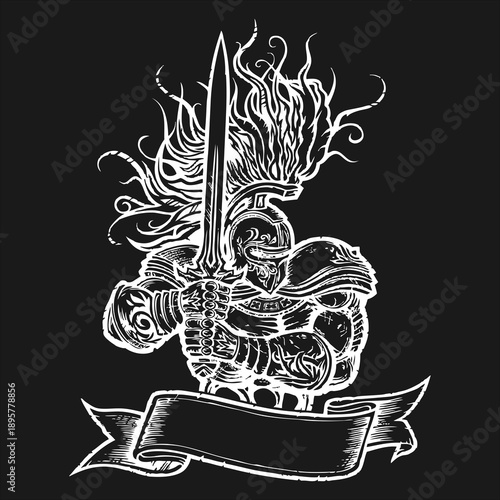 Armored Knight with Banner