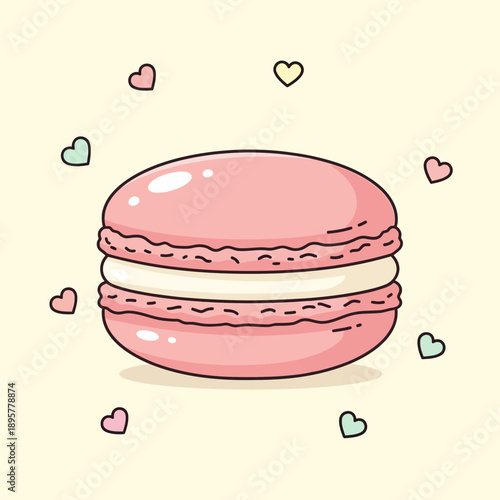 Pink Macaron Pastry Sweet Dessert Illustration.