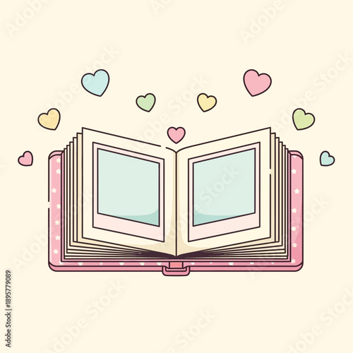 Open Book with Hearts Surrounding It.