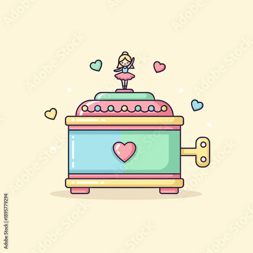 Music Box with Ballerina and Hearts.