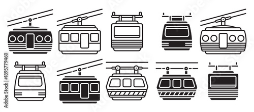 cable car vector icons