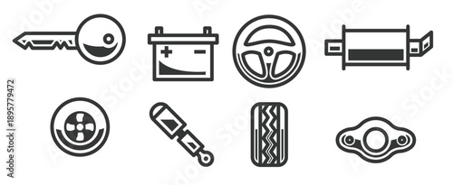 car accessory vector icons 