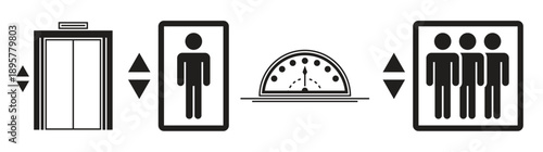 elevator icons signs black on a white background