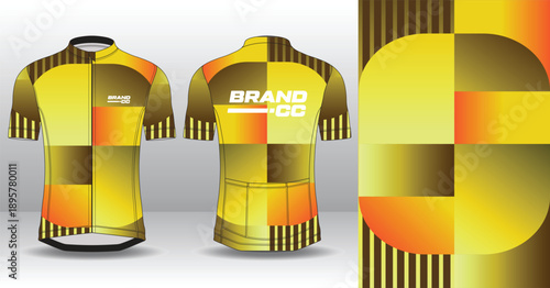 Professional cycling jersey template with modern geometric style for activewear