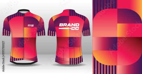 Professional cycling jersey template with modern geometric style for activewear