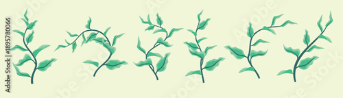 green leaves clipart vector set 