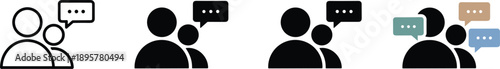 People communication chat icon set with speech bubbles flat vector illustration for social interaction messaging app design ui