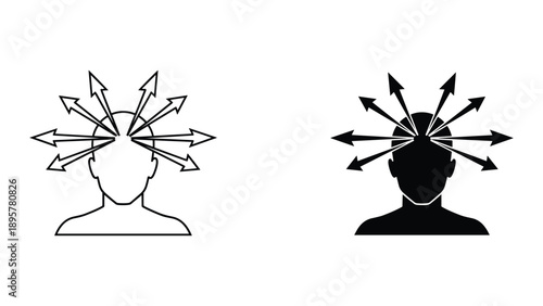 Person with multiple arrows emerging from head