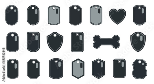 Dog tag vector set. Pet ID tags collection.