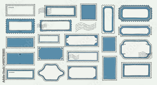 Postage stamp frame set, vintage style