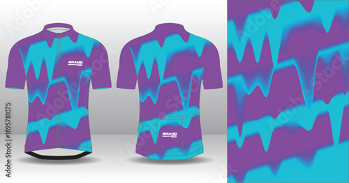 Professional cycling jersey template with modern geometric style for activewear
