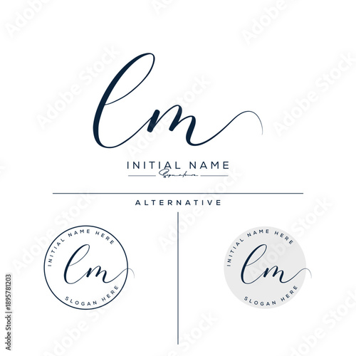 LM handwritten signature logo design templates
