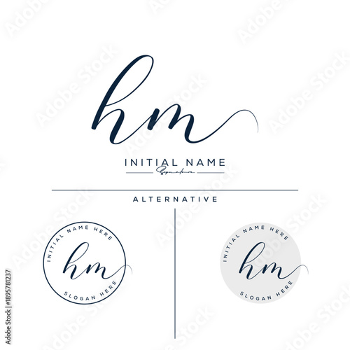HM handwritten signature logo design templates