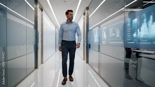 Wallpaper Mural Minimalist futuristic corporate office hallway walk Torontodigital.ca