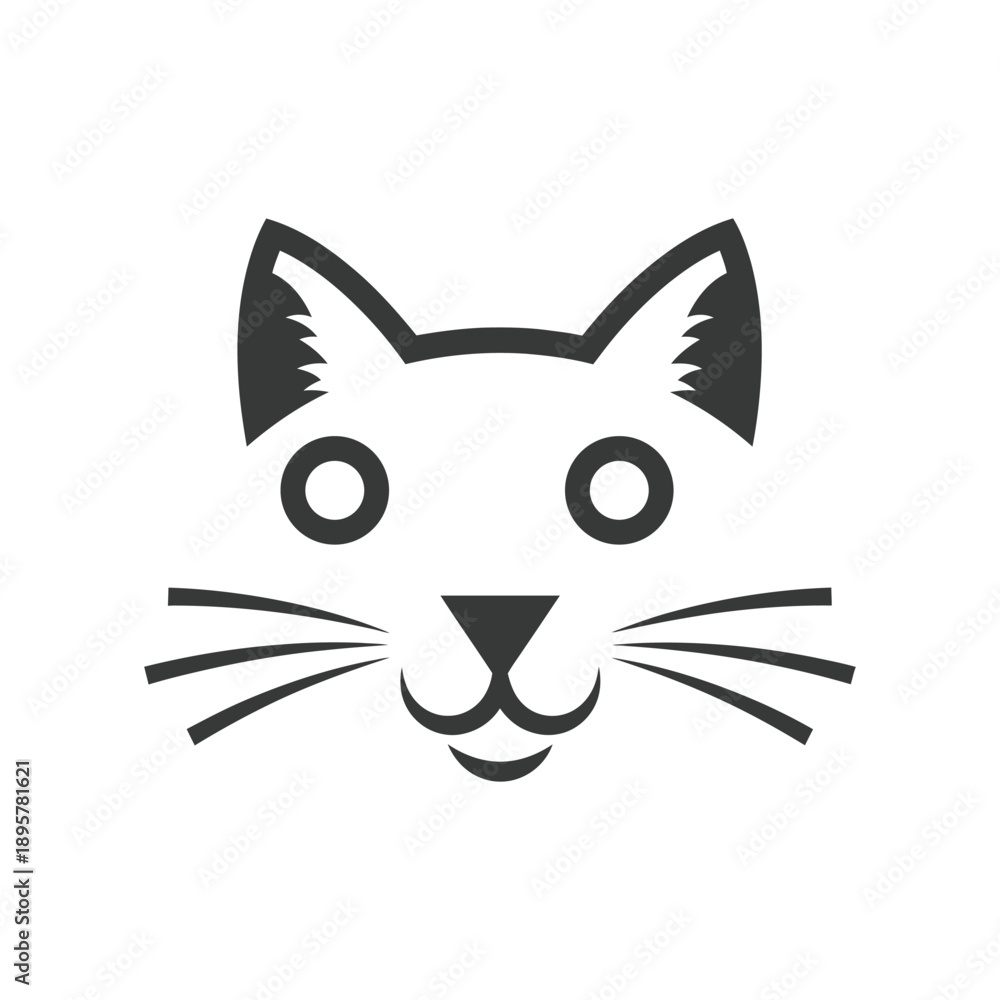 Fototapeta premium Black and white cartoon cat face