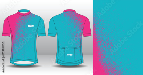 Professional cycling jersey template with modern geometric style for activewear