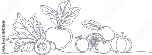 Fresh Fruit Line Drawing
