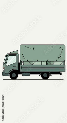 Compact Flatbed Truck with Tarped Cargo Ready for Delivery Services