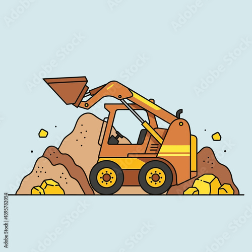 Compact Loader Digging Up Rich Mineral Deposits Construction Industry Asset