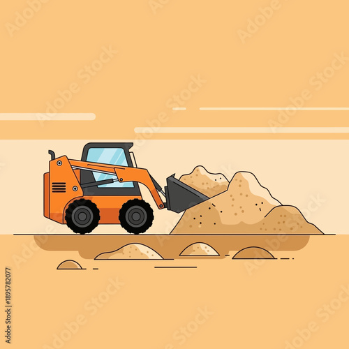 Compact Loader Excavating Sandy Terrain With Gentle Precision