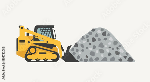 Compact Loader Excavating Pile of Gravel for Construction Projects