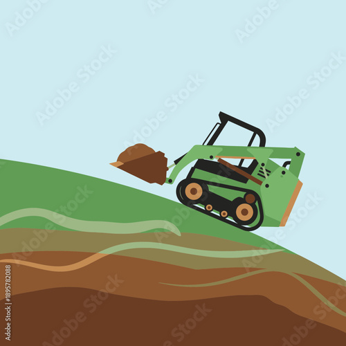 Compact Loader Excavating Sloping Terrain Efficiently Building Future Foundations