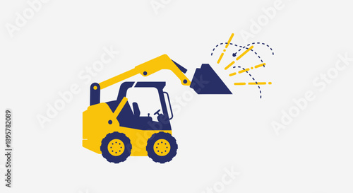 Compact Loader Excavating Materials Construction Vehicle Icon