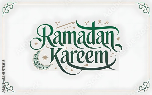 Ramadan Kareem text vector style on white background