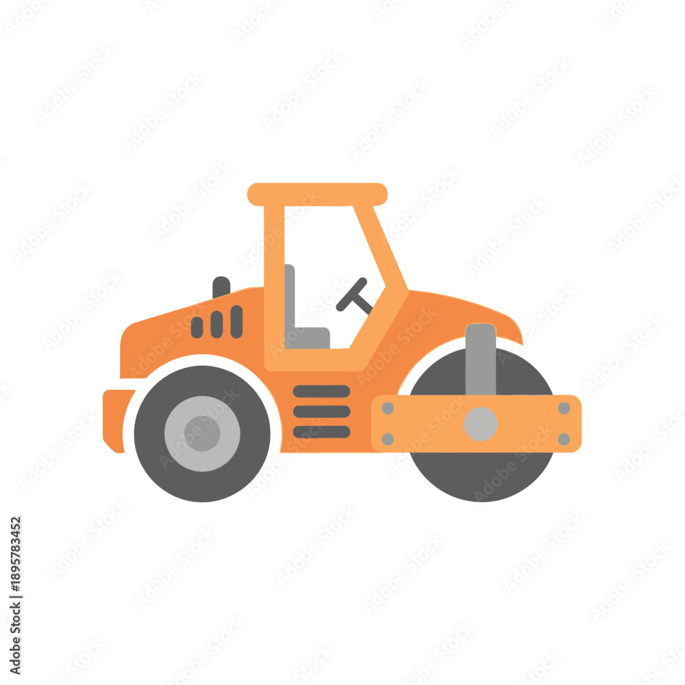 Fototapeta premium Compact Orange Road Roller Vehicle Illustration Construction Equipment