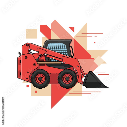 Compact Orange Skid Steer Loader Ready For Construction Tasks