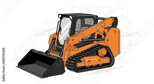 Compact Orange Track Loader With Bucket For Construction Projects