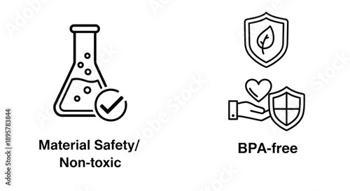 Material Safety and BPA-Free Product Icons